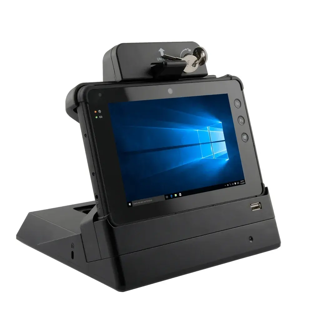 En låsbar bordsdocka, med RP70 Tablet PC, windows