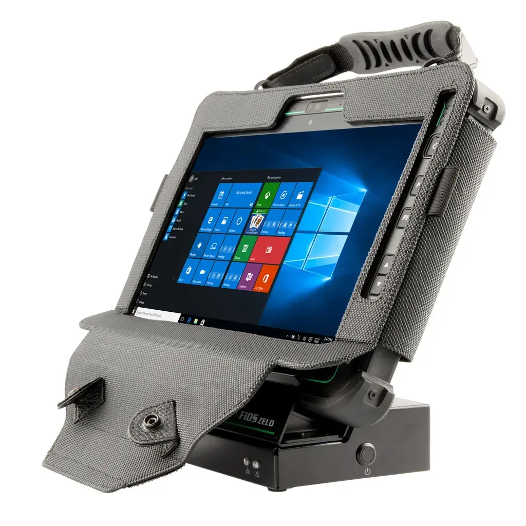 FIDS Zelo Tablet PC in dock and case, side win